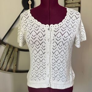 Nine & Company White Sparkly Button-Up Cardigan